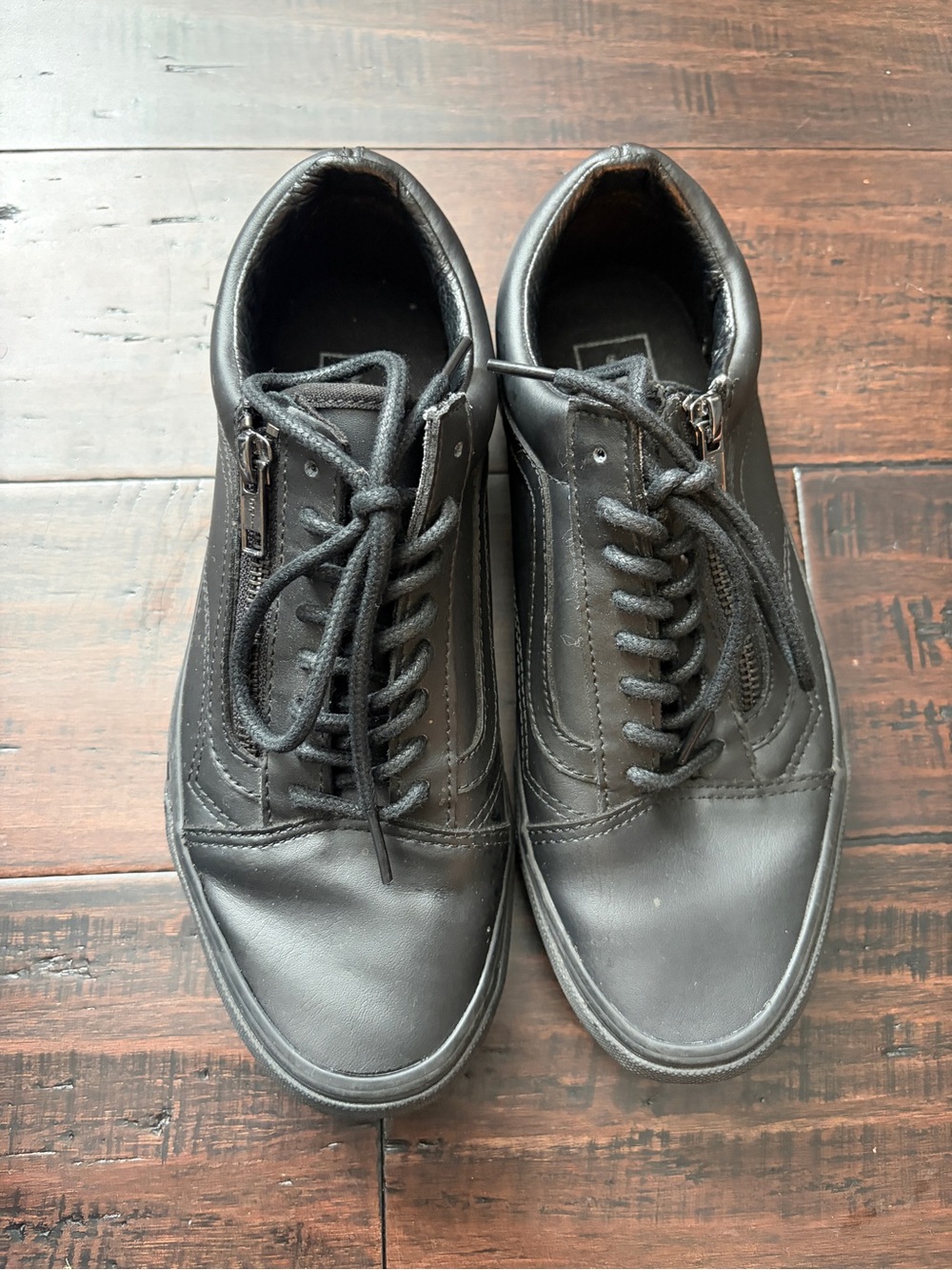 Vans Black Leather Low-Top Sneaker with Side Zip skate grunge 90’s Y2K - Picture 7 of 9
